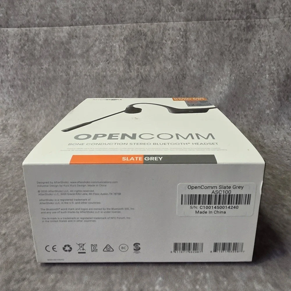AfterShokz OpenComm Bone Conduction Bluetooth Headset Slate Grey ASC100